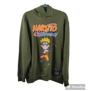 REASON Naruto Shippuden Anime Streetwear Pullover Hoodie Sweatshirt olive size L